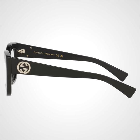New Gucci Eyeglasses Black Cat Eye Metal GG Logo 53-18-140mm Rx-able Womens